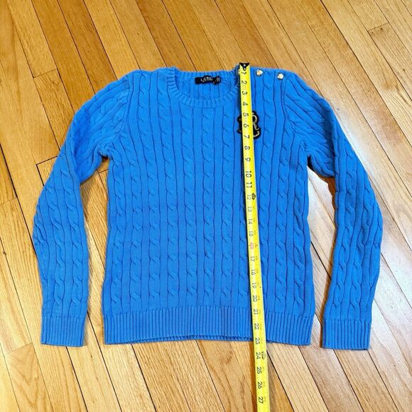 Lauren Ralph Lauren Womens Cable Knit Sweater Size L Preppy Old Money Cotton EUC - Picture 7 of 11